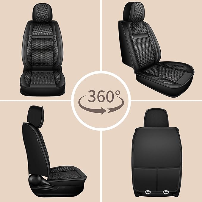 TTX LIGHTING for Chevy Trailblazer 2021-2026 Car Seat Covers, Breathable Ice Silk & Leather Seat Protector, Cool & Anti-Sweat for Long Driving, Airbag Compatible, 2 Front Seats (Black)