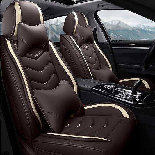 Car Seat Covers Fit for Infiniti g37 2000-2026, Stylish Sport Seat Covers, Waterproof Wear-Resistant Premium Nappa Leather Car Seat Cover.(2 Pcs Front with Pillow/Coffee Color)