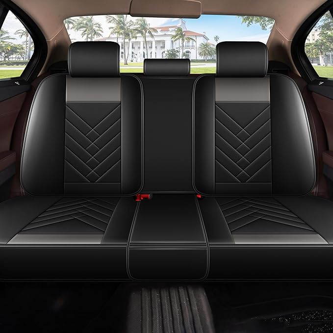 AOMSAZTO Car Seat Cover for Chevrolet Chevy Cruze 2011-2019 Full Set, Leather Car Seat Protector Waterproof, Non Slip Car Seat Cushion, Interior Seat Covers Automotive Accessories - Black&Grey