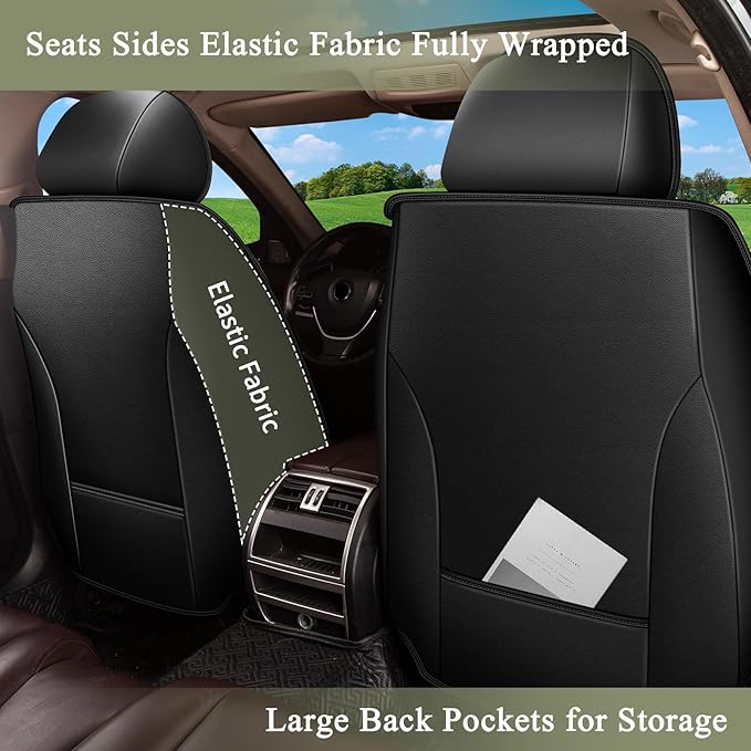 Car Seat Covers Front Pair for Nissan Juke S/SV/SL 2011-2017: Breathable Perforated Leather Seat Cover (Black&Grey)