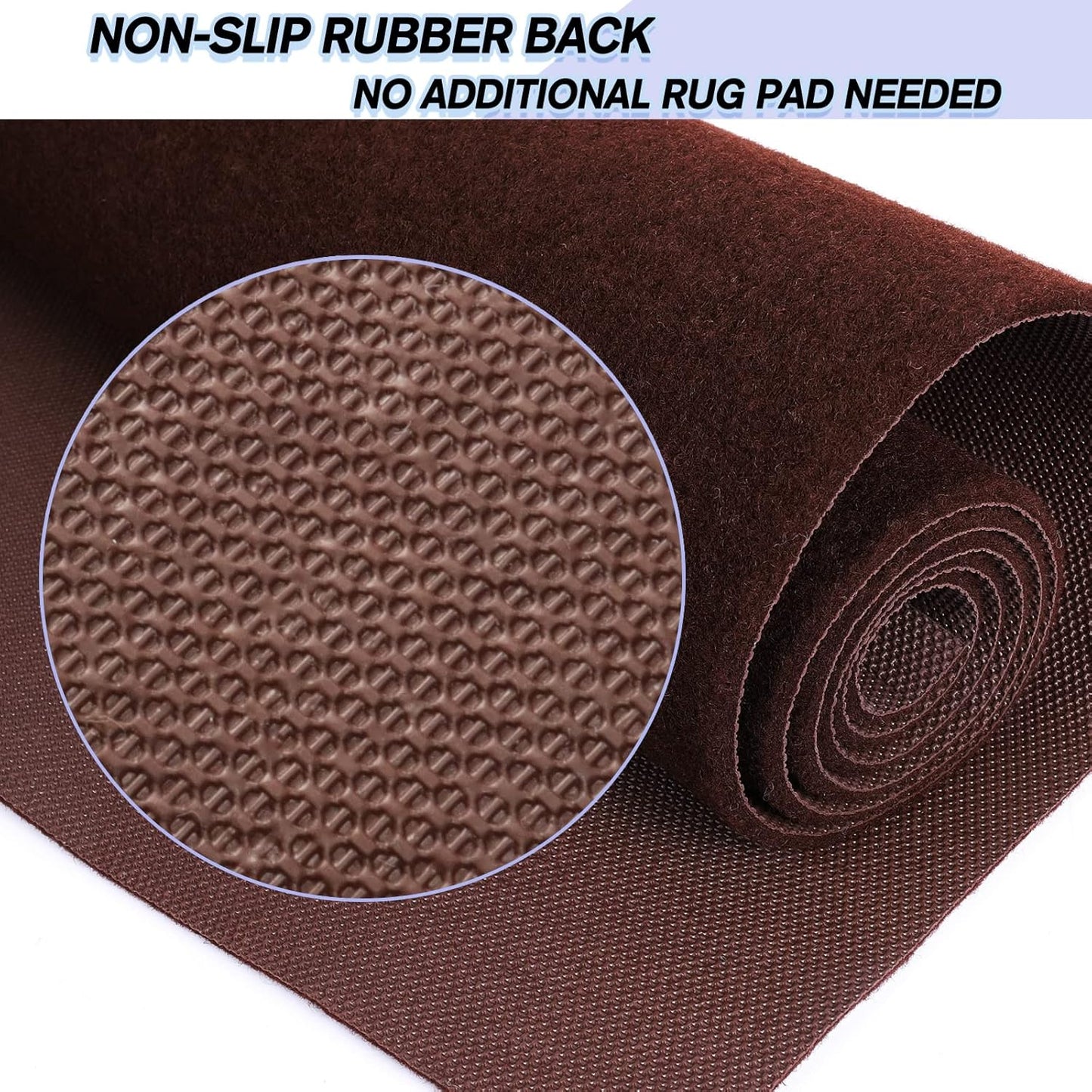 Custom Size Backed Non-Slip Area Rugs Runner, Easy Clean, Waterproof Runner Rugs for Hallway Entryway, Kitchen, Laundry, 2FT x 79FT, Brown
