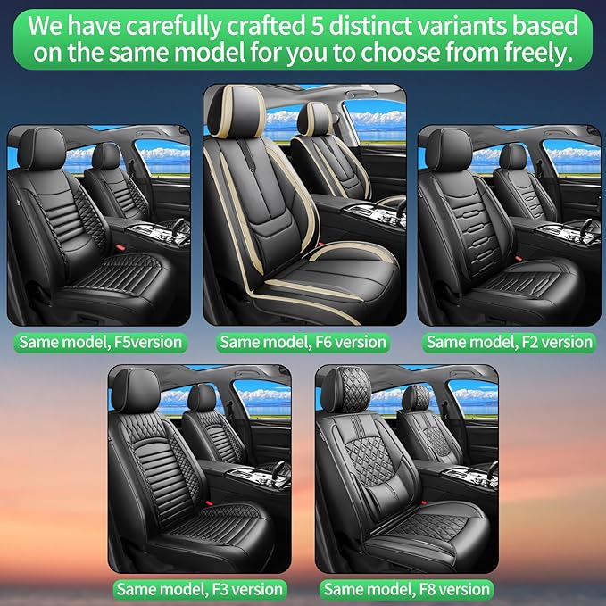 Fit Venue Car Seat Covers for Hyundai Venue 2020-2025 2026-Upgraded Premium Waterproof & Breathable Leather,Airbag Compatible,All-Weather Seat Cushion Protector,Full Set,Black-Beige