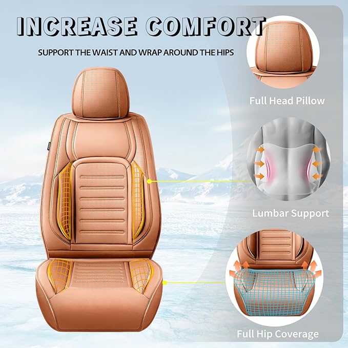 Fit HRV Premium Leather Car Seat Covers Compatible with Honda HRV 2016-2025 2026, Breathable, Wear Resistant, Airbag Compatible, All-Weather Protection & Full Coverage, Full Set Brown