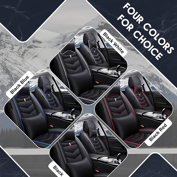 Car Seat Cover for Chevrolet Camaro 2000-2024, Durable Wear Resistant Waterproof Vehicle Cushion Cover, Breathable No Odor Premium Leather Vehicle Seat Covers.(Luxury,Black)