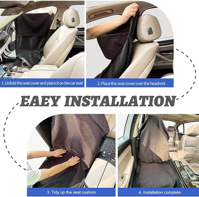 Car Front Seat Cover: Waterproof & sweatproof, fits all cars/SUVs/trucks. Ideal for gym, sports & beach. 3-layer non-slip, easy machine wash. Shields seats from stains & wetness. (Black, 2Pcs)