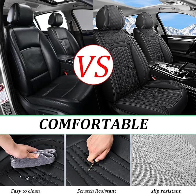 Car Seat Covers for Genesis GV70 2022-2025 2026, Full Set Premium Nappa Leather Waterproof Breathable Anti-Slip Airbag Compatible Car Seats Protector, Soft Car Interior Seats Cover (Black)