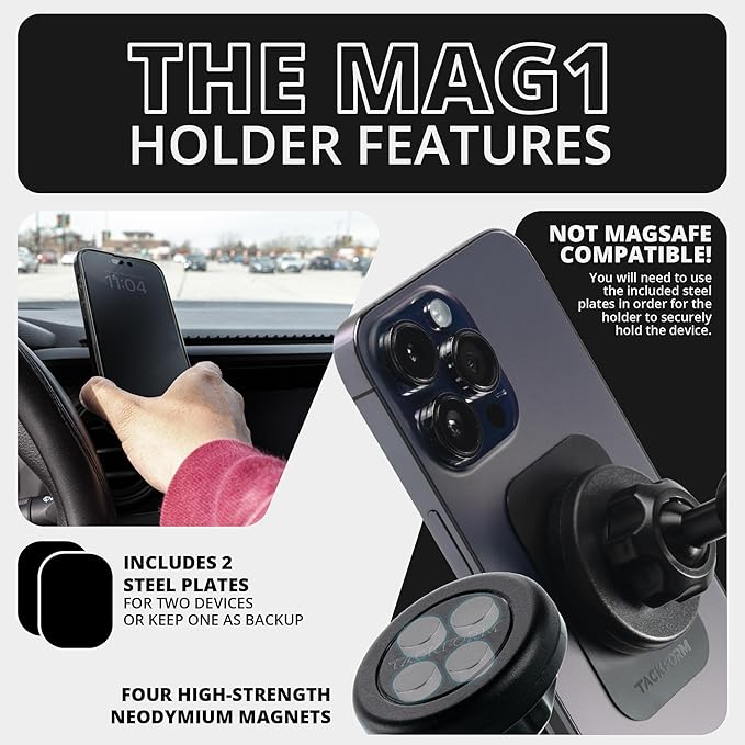 Tackform Link Vent Mount Magnetic Phone Holder - Compatible with 2021-2025 Ford F150 & Raptor, 2023-2025 Ford Super Duty | Aluminum | 2" Arm | Red | (NOT MAGSAFE Compatible)