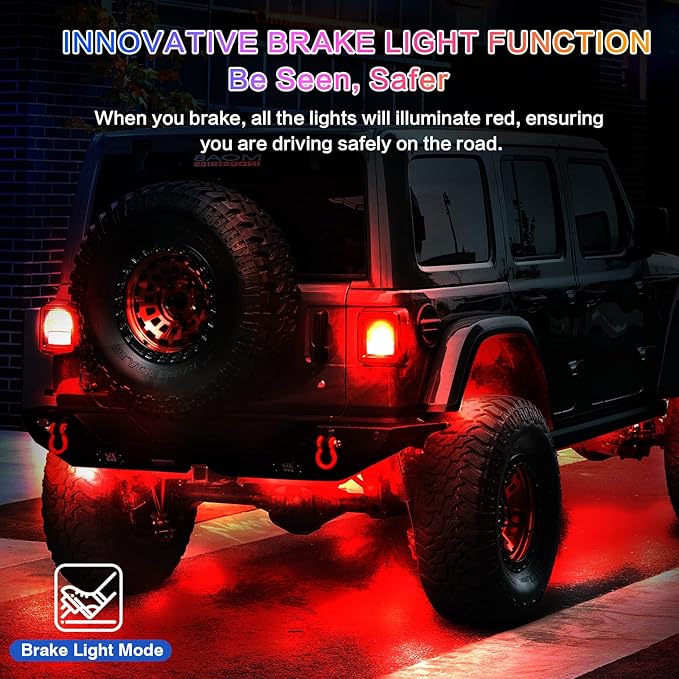 12Pods Heavy Duty Aluminum RGB LED Rock Lights for Trucks Pickup Jeep UTV ATV SXS Off-Road with APP/RF Remote, Segmented IP67 Waterproof Multicolor Underglow Accent Light 12V Plug and Play&Pre Wired