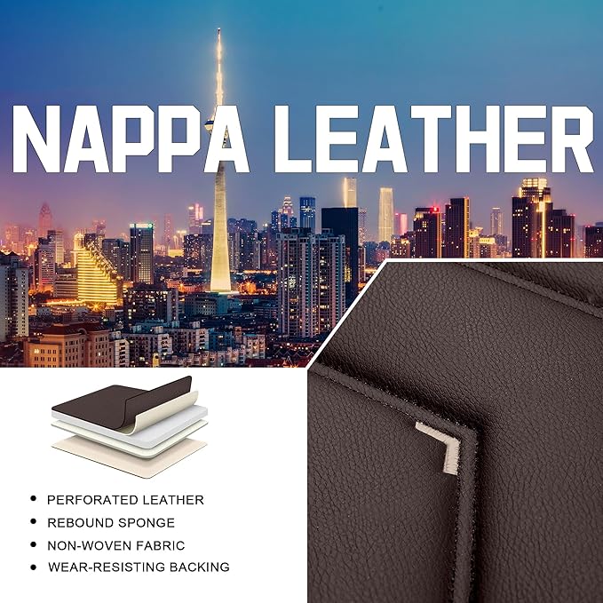 CTDS Car Seat Covers for Chevy Trax 2015-2026, Stylish Sport Seat Cover, Premium Nappa Leather Car Seat Cover. Automobile Seat Covers Sets.(Standard 2 Seats/Coffee Color)