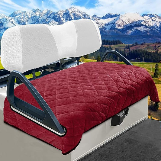 YOKYHOM Golf Cart Seat Covers for 2 & 4 Passenger Carts, Thick Short Plush with Non-Slip Backing, Ultra Soft Seat Towel Blanket, Fits EZGO, Club Car, Yamaha, 51"x30.5", Wine Red