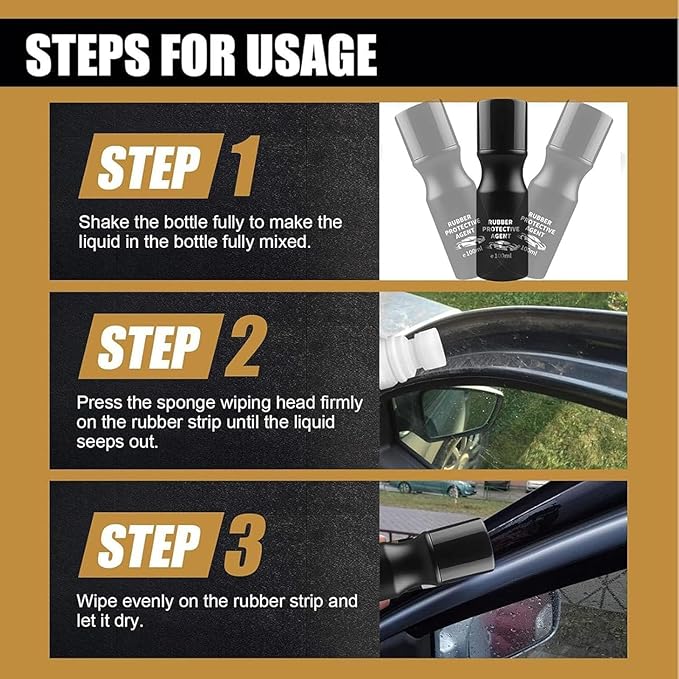 Car Rubber Seal Protectant - Gummi Pflege, Car Door Rubber Seal Protectant Strip Lubrication, Black Plastic Car Trim Restorer, Window Track Lubricant, Use on Car Door, Window, Trunk Seals (2)