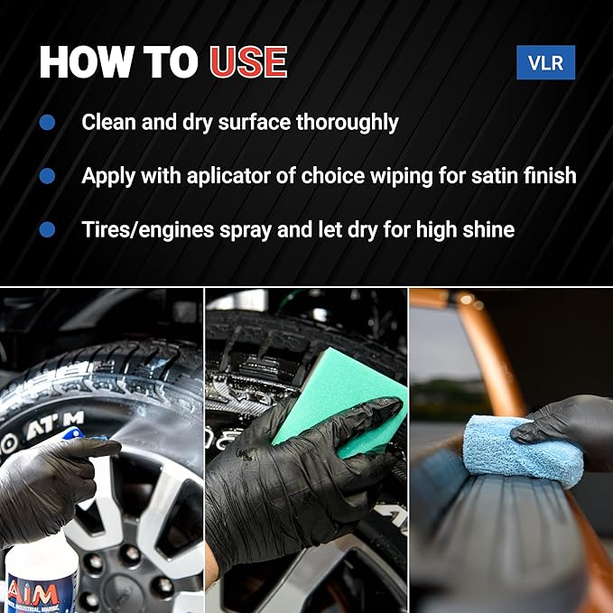 AIM Chemicals Vinyl Leather Rubber Multi-Purpose Dressing -Effective UV Protection -Leather Cleaner & Conditioner -Suitable for Interiors, Exteriors, Engines -Anti-Static -Water-Based for Cars, Quart
