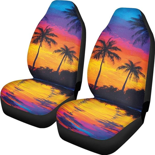 Hawaiian Tropical Palm Tree Print Car Seat Cover for Men Women Soft Breathable Automotive Interior Protector Universal Fit for Car SUV Sedan Truck