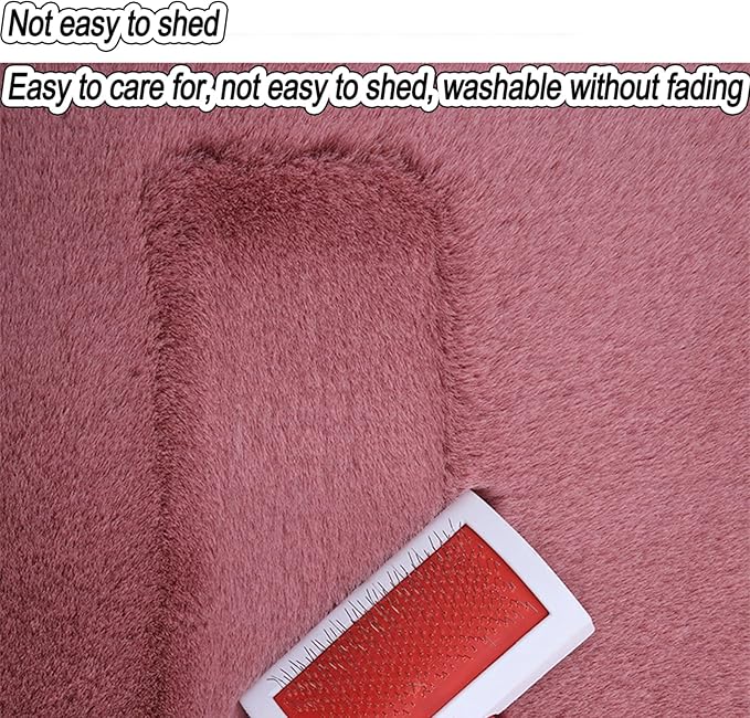 Plush Car Seat Cushion, Soft Warm Fuzzy Faux Rabbit Fur Fluffy Plush Auto Seat Cover Vehicle Car Front and Back Seat Protector Pad with Non-Slip Backing Cushion Interior Universal Fit (Red,Front*1)