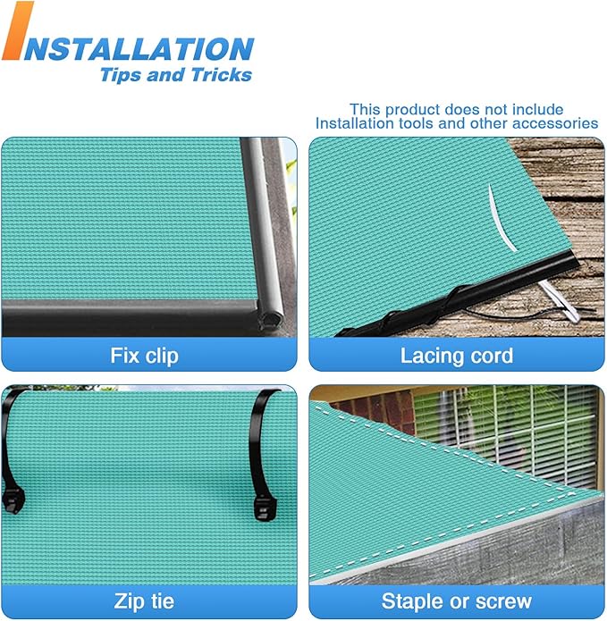 TANG Sun Shade Fabric Roll 8'x105' Shade Cloth for Garden Turquoise Green HDPE Mesh Shading Pergola Cover Replacement Canopy, 95% Blockage Sunshades for Outdoor Patio Backyard Plant