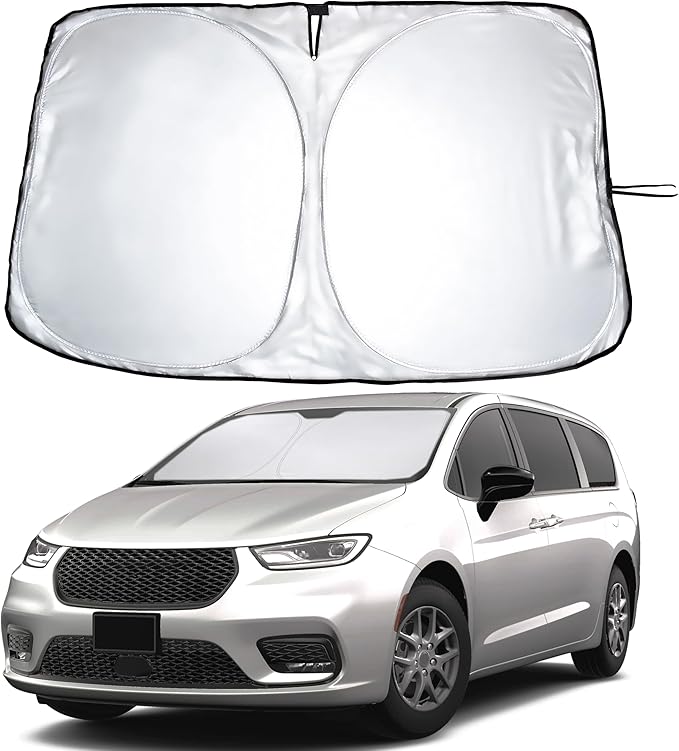 EcoNour Windshield Sunshade for Chrysler Pacifica 2017-2024 2025 2026, Sun Visor for Front Windshield & Window Sun Shade Cover, UV Heat Blocker & Protector, Car Accessories