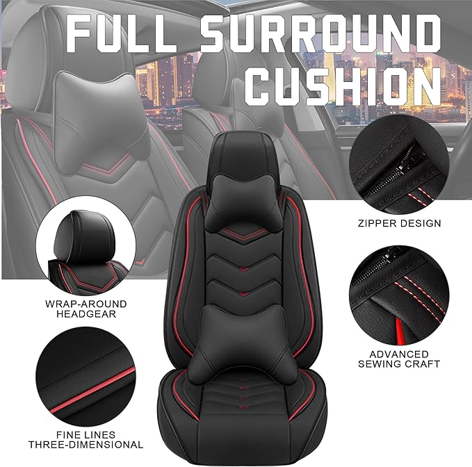 CTDS Car Seat Covers for Chevy Trax 2015-2026, Stylish Sport Seat Cover, Premium Nappa Leather Car Seat Cover. Automobile Seat Covers Sets.(Luxury 5 Seats/Black)