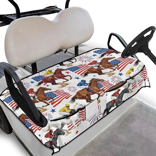 Biyejit Golf Cart Seat Covers with 4 Pockets Golf Cart Seat Towel Blanket Fits 2-Seat Golf Carts, Golf Cart Accessories