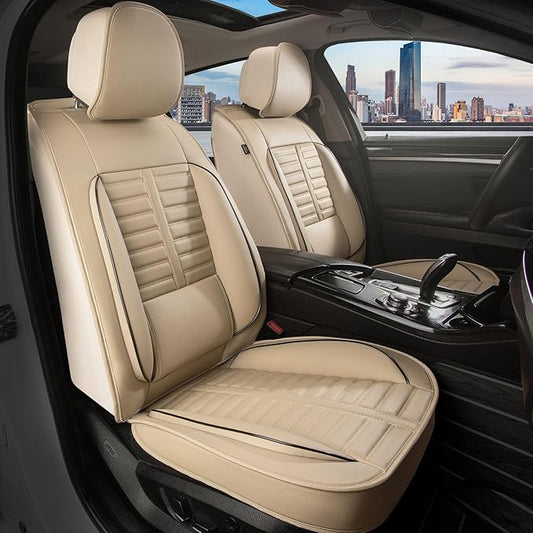 Car Seat Covers Fit for Kia Sorento 2007-2023 2024 2025 Full Set Leather Seat Covers Set with Lumbar Support Premium Automotive Cushion Protector(5 Seat, Beige)