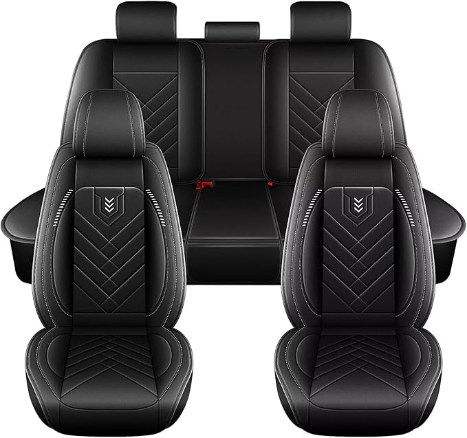 AOMSAZTO Car Seat Covers Fit for Subaru Legacy 1995-2024 2025 2026 Full Set Premium Seat Covers Waterproof Leather Automotive Seat Cushion Protector Compatible with Airbag(5 Seats,Black)