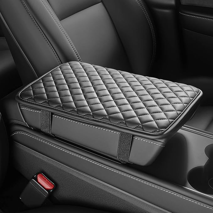 Car Armrest Covers, Vehicle Center Console Cover, Middle Storage Organizer Pads, Dog & Cat Paws Protetor, Nappa Leather, Waterproof, Anti-Slip, Auto Interior Accessories, Black, Size S