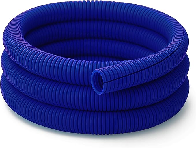 Electriduct Split Wire Loom Tubing Polyethylene Corrugated Flexible Conduit - 1.5" Nominal Size - 10 Feet - Blue