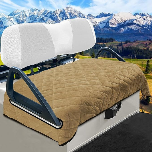 YOKYHOM Golf Cart Seat Covers for 2 & 4 Passenger Carts, Thick Short Plush with Non-Slip Backing, Ultra Soft Seat Towel Blanket, Fits EZGO, Club Car, Yamaha, 51"x30.5", Brown