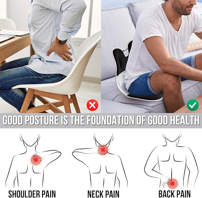 Lumbar Support Posture Corrector Chair for Men – Large Portable Ergonomic Back Support Chair for Posture Correction and Lower Back Pain Relief