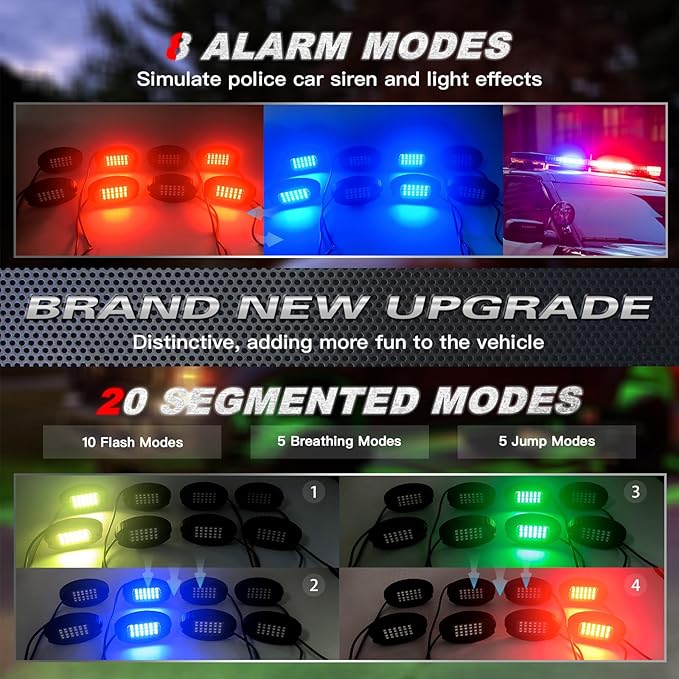 12Pods Heavy Duty Aluminum RGB LED Rock Lights for Trucks Pickup Jeep UTV ATV SXS Off-Road with APP/RF Remote, Segmented IP67 Waterproof Multicolor Underglow Accent Light 12V Plug and Play&Pre Wired