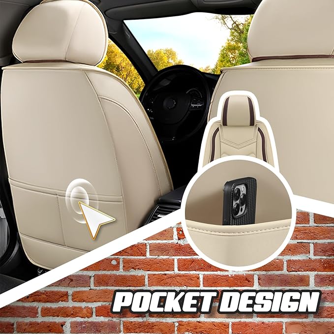 Car Seat Covers for Honda Accord 2000-2026, Premium Nappa Leather Car Seat Cover, Stylish Sport Seat Covers， Automobile Seat Cover Sets.(Standard 2 Seats/Beige)