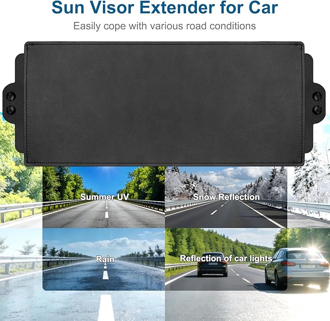 Sun Visor Extender for Car, Visor Extender Sun Blocker, Sun Visor Extension with Anti-Glare Lens Blocks UV & Sunlight, Adjustable Car Sun Visor for Safe Driving (2 Pack)