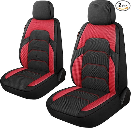 CAROMOP 3D Air Mesh Car Seat Covers 2 Front Seats,Breathable and Durable Seat Covers for Cars,Universal Fit for SUV,Vans,sedans, Trucks, Automotive Interior Covers(Black/Red)