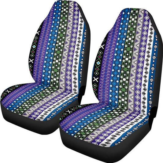 Baga Ethnic Striped Print Print Car Seat Covers for Women Men,Universal Auto Front Seats Protector Fits for Car,SUV Sedan,Truck