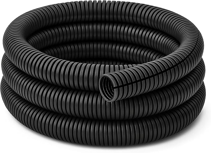 Electriduct Split Wire Loom Tubing Polyethylene Corrugated Flexible Conduit - 1/4" Nominal Size - 100 Feet - Black