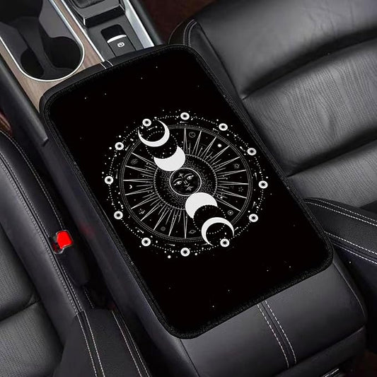 Universal Armrest Cover Pad,Car Center Console Cushion Pad, Protect from Pet Claws, Dirt, and Sticky Fingers, Comfortable Car Decor Accessories Fit for Most Cars, Vehicles, SUVs (Sunmoon)