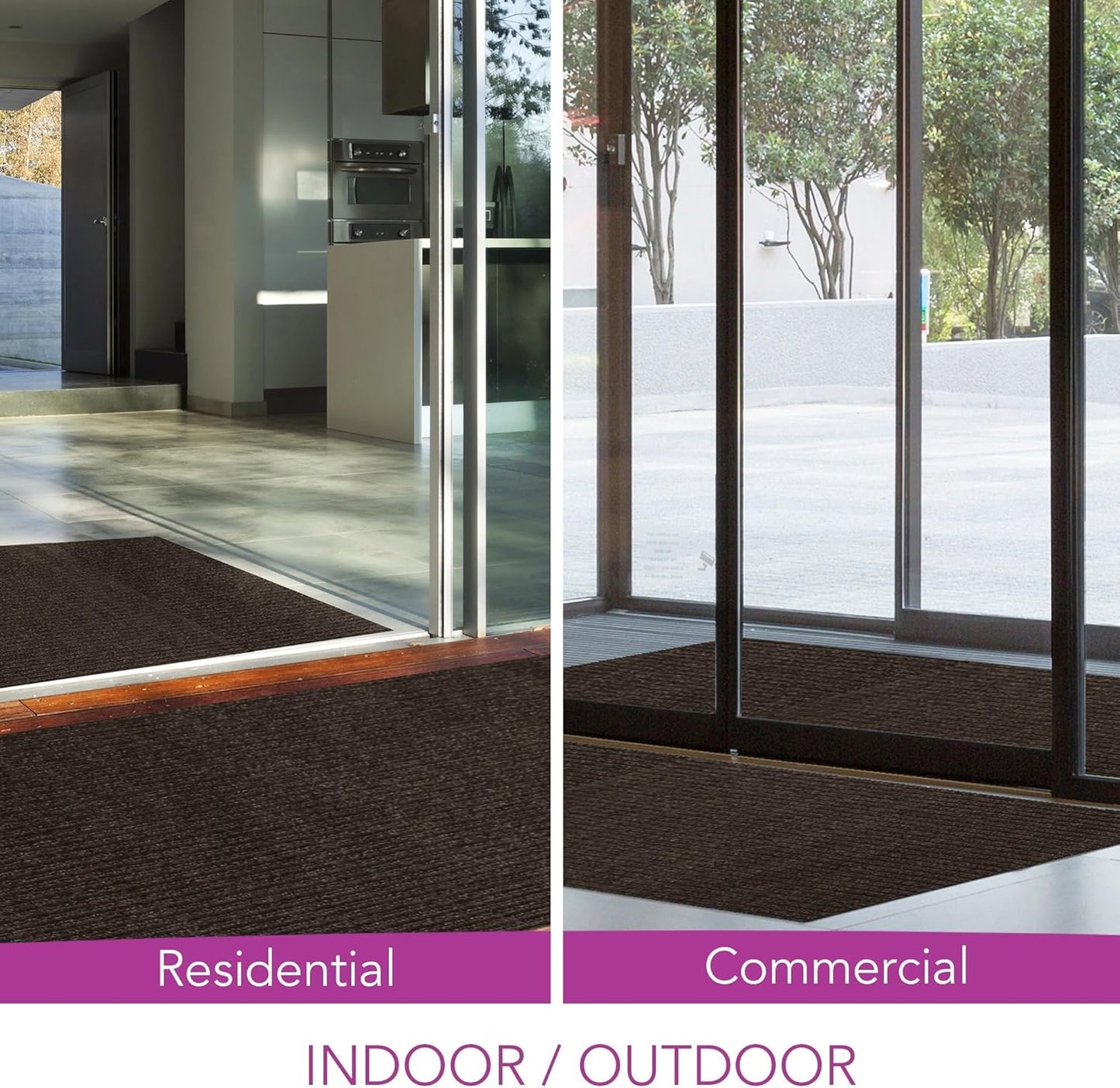 iCustomRug Spartan Weather Warrior Indoor/Outdoor Utility Ribbed Carpet Runner with Non-Slip Thermoplastic Rubber Backing, 6ft X 48ft in Brown