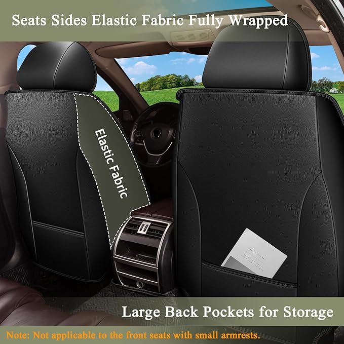 Seat Covers Fit for Nissan Pathfinder 2011-2024 2025 2026, Breathable Perforated Leather Seat Cover 5 Seats Full Set Interior Accessories(Black&Grey)