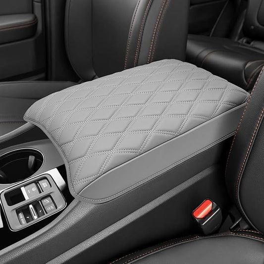 Center Console Cover for Honda Passport 2024-2026, Pilot 2023-2025, Ridgeline 2024 2025, Auto Armrest Lid Cushion Console Protector with Storage Pocket, Vinyl Leather, Gray