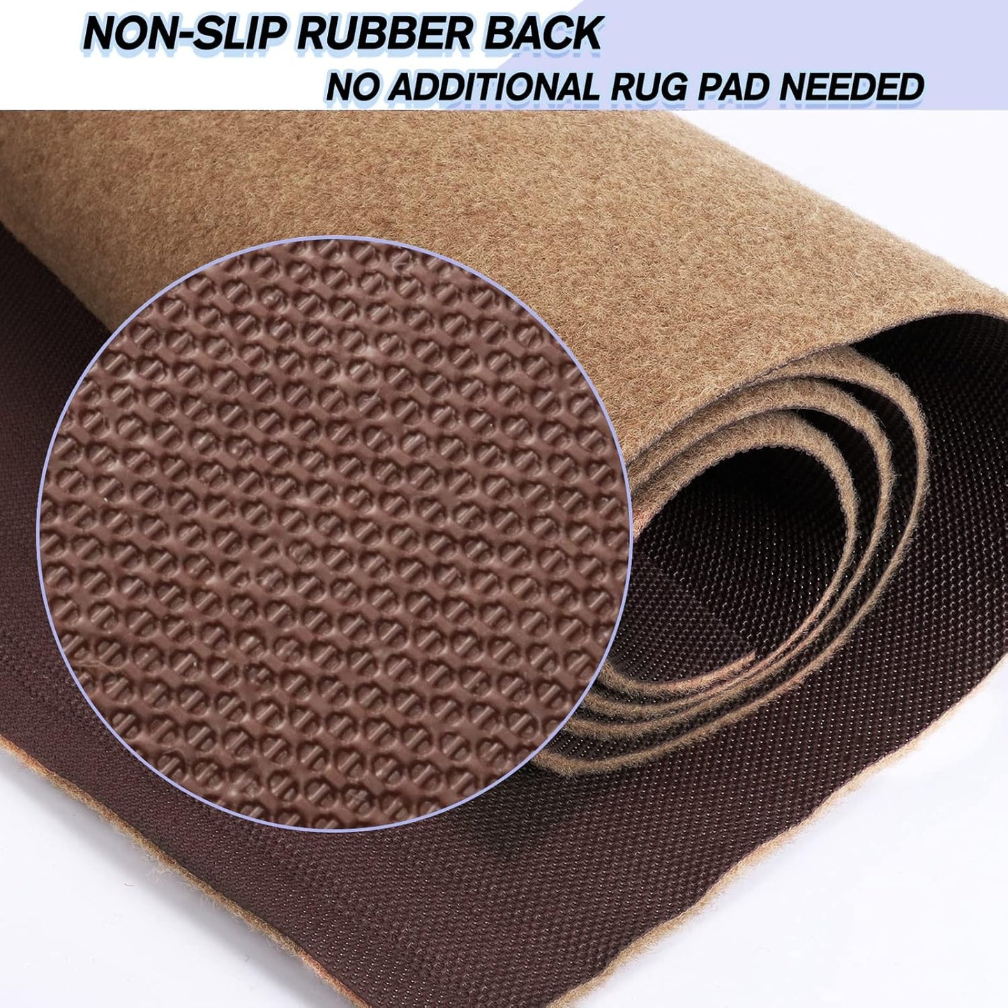 Custom Size Backed Non-Slip Area Rugs Runner, Easy Clean, Waterproof Runner Rugs for Hallway Entryway, Kitchen, Laundry, 4FT x 29FT, Beige