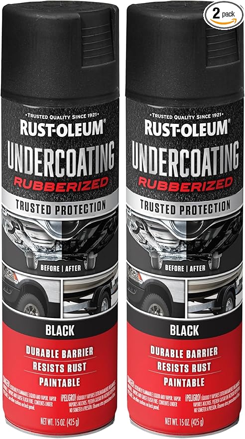 Rust-Oleum 248657 Rubberized Undercoating Spray, 15 oz, Black (Pack of 2)