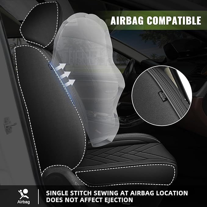 AOMSAZTO Universal Front Seat Covers for Chevrolet Chevy Trax Colorado Equinox Malibu Silverado Tahoe Traverse Suburban Cruze Blazer Trailblazer Fits for All Chevy Cars Sedan Truck SUV - Black