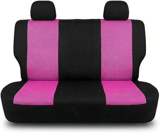 FH Group Automotive Rear Car Seat Covers for SUV, Trucks, Sedan and More - Universal Fit Rear Solid Bench Design Interior Accessories - 3D Mesh Fabric Center Panel - Pink