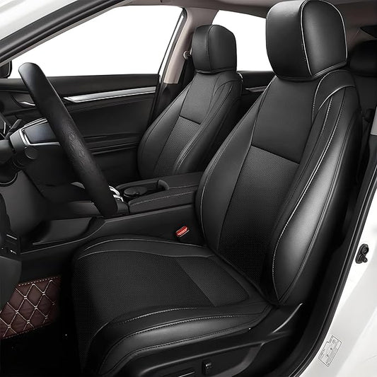 AOMSAZTO Custom Fit Seat Covers for Honda Civic Seat Covers Sedan Sport 2022 2023 2024&LX 2022-2026 Car Seat Covers Full Set Faux Leather Black