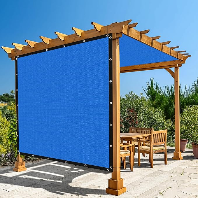 Amagenix 90% Pergola Shade Cover 5' X 10' Sun Shade Cloth with Grommets for Outdoor Garden Patio Porch, Commercial Grade 200 GSM - Cable Zip Ties Included (We Customized) GN108, Blue