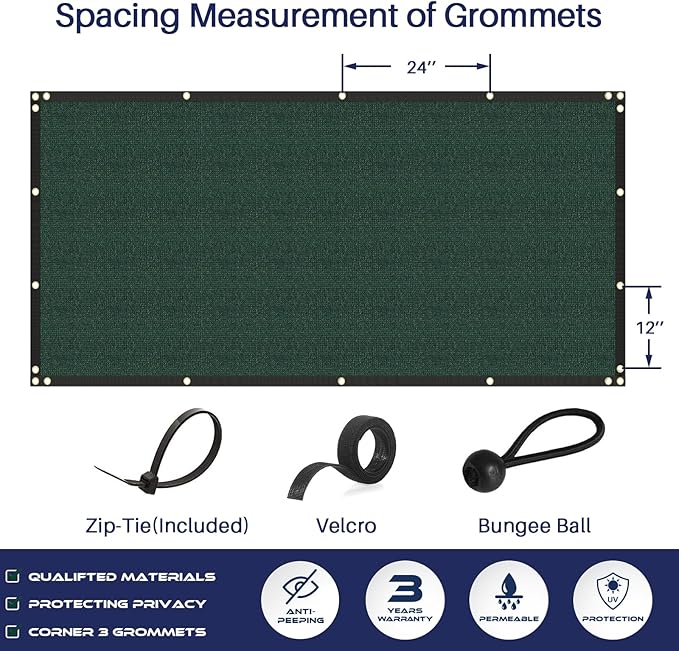 Windscreen4less Privacy Fence Screen Heavy Duty Windscreen Fencing Mesh Fabric Shade Net Cover for Outdoor Wall Garden Yard Pool Deck, 8'x246' Green