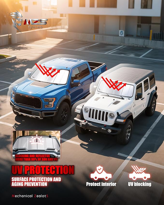 MZS Windshield Sun Shade Compatible with Palisade 2020-2026, Foldable Car Front Window Sunshade with Storage Pouch, Sun Visor Shield Accessories for Interior Protector