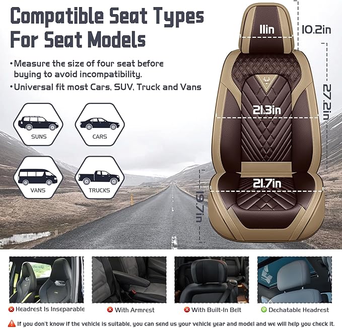 Truck Seat Covers for Chevy Silverado 3500 2007-2026, Waterproof Premium Leather Full Coverage Car Seat Cover, Muscle Sport Style Auto Interior Seat Cover Sets (Front Set/Brown Coffee)