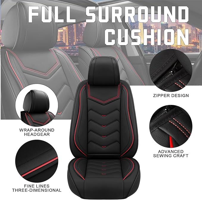 CTDS Car Seat Covers for Chevy Trax 2015-2026, Stylish Sport Seat Cover, Premium Nappa Leather Car Seat Cover. Automobile Seat Covers Sets.(Standard 5 Seats/Black)