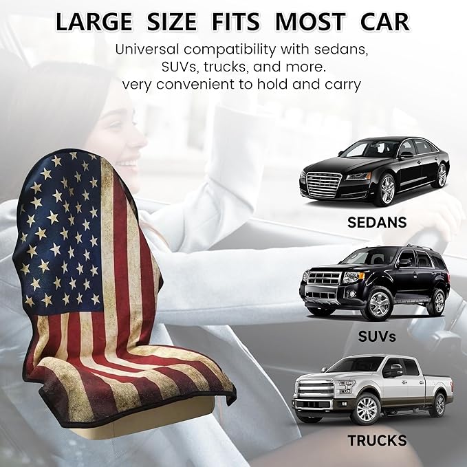 Car Seat Covers 1 Pack Waterproof Towel Car Seat Cover Universal Fit for Most Trucks SUV Fitness Athletes Pets Gym and Water Sport，American Flag