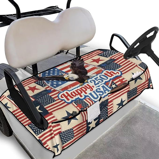 Biyejit Golf Cart Seat Covers with 4 Pockets Golf Cart Seat Towel Blanket Fits 2-Seat Golf Carts, Golf Cart Accessories